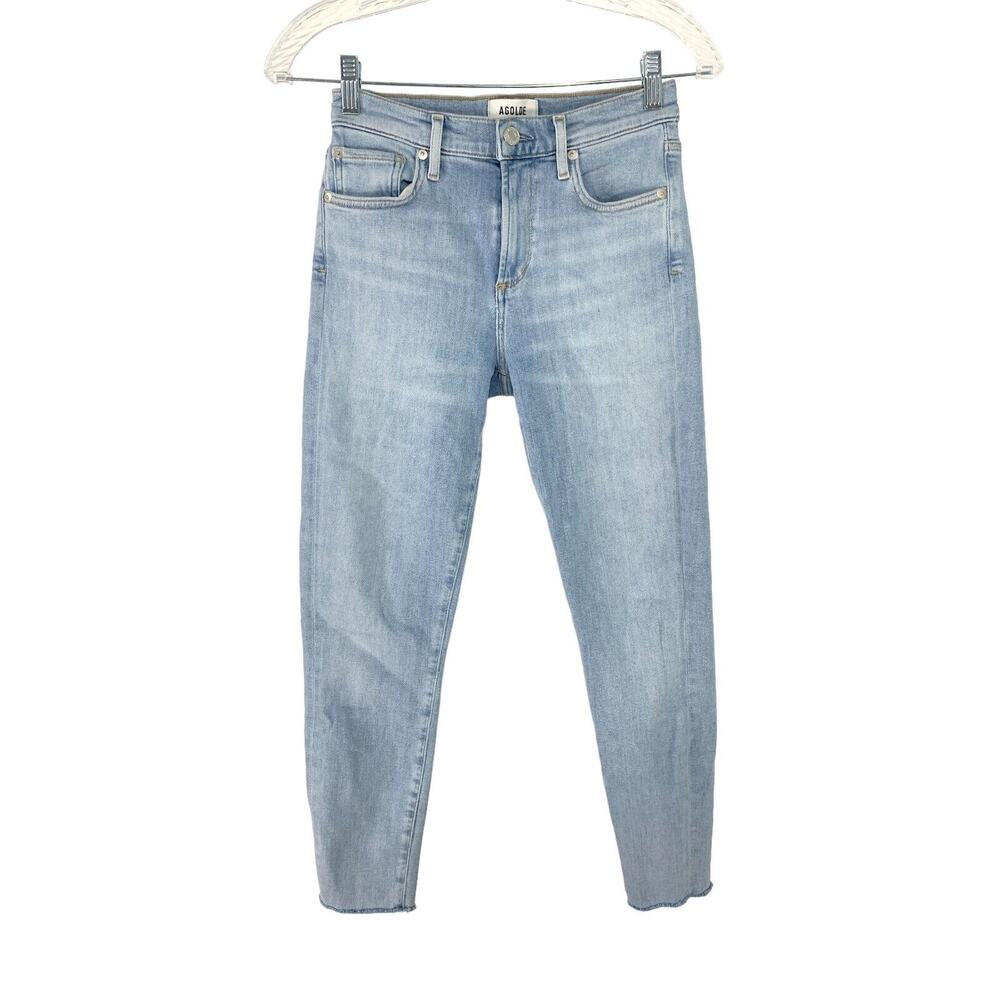 AGOLDE Sophie Hi Rise Skinny Jean Raw Hem Chewed Ankle Denim Women’s Size 25